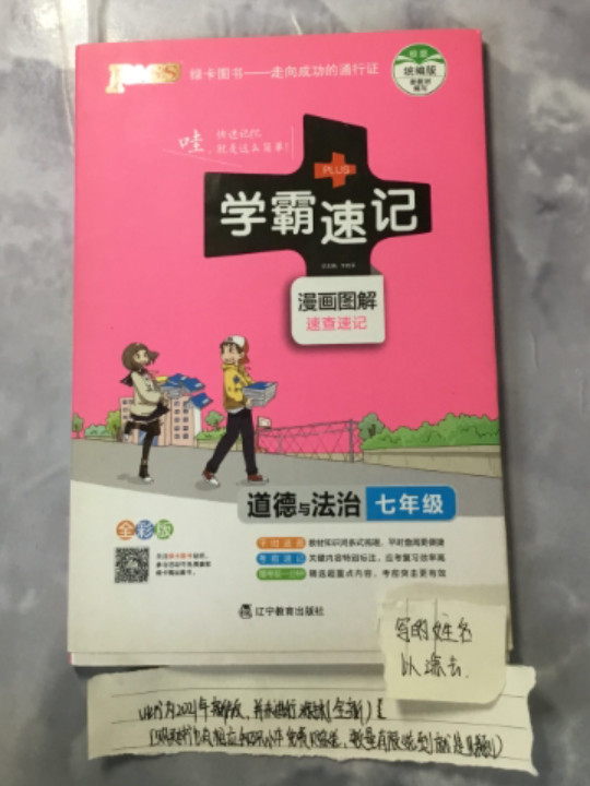 2017版 绿卡图书 学霸速记漫画图解：道德与法治