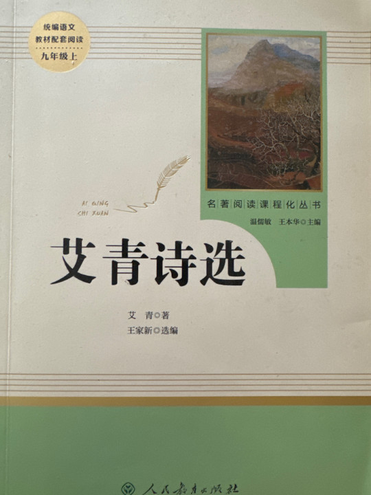 艾青诗选 九年级上 人教版名著阅读课程化丛书 教育部统编教材推荐必读书目 人民教育出版社